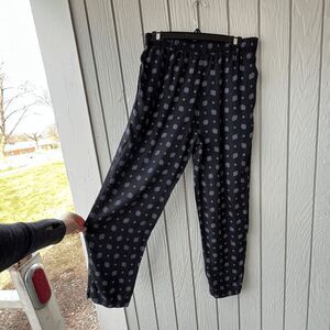 Vintage Lizsport Pants S Black Blue Geo Print Elastic Waist Med